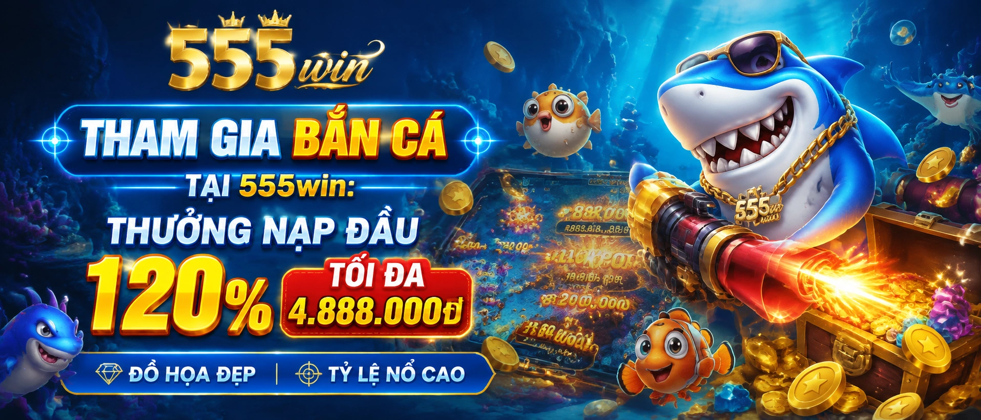 Liên hệ 555win.com.bz | Hỗ trợ casino, nổ hũ 4 555win fish banner 3